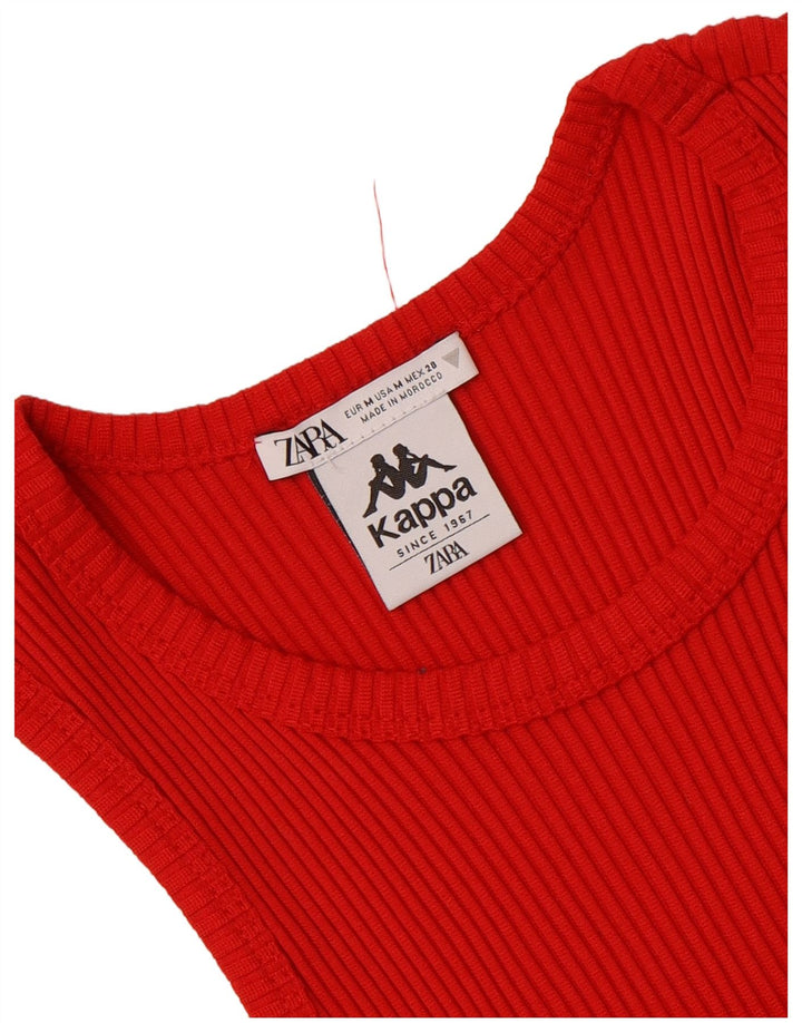 Zara X Kappa Top Corto Sin Mangas Para Mujer UK 40 Medium Rojo