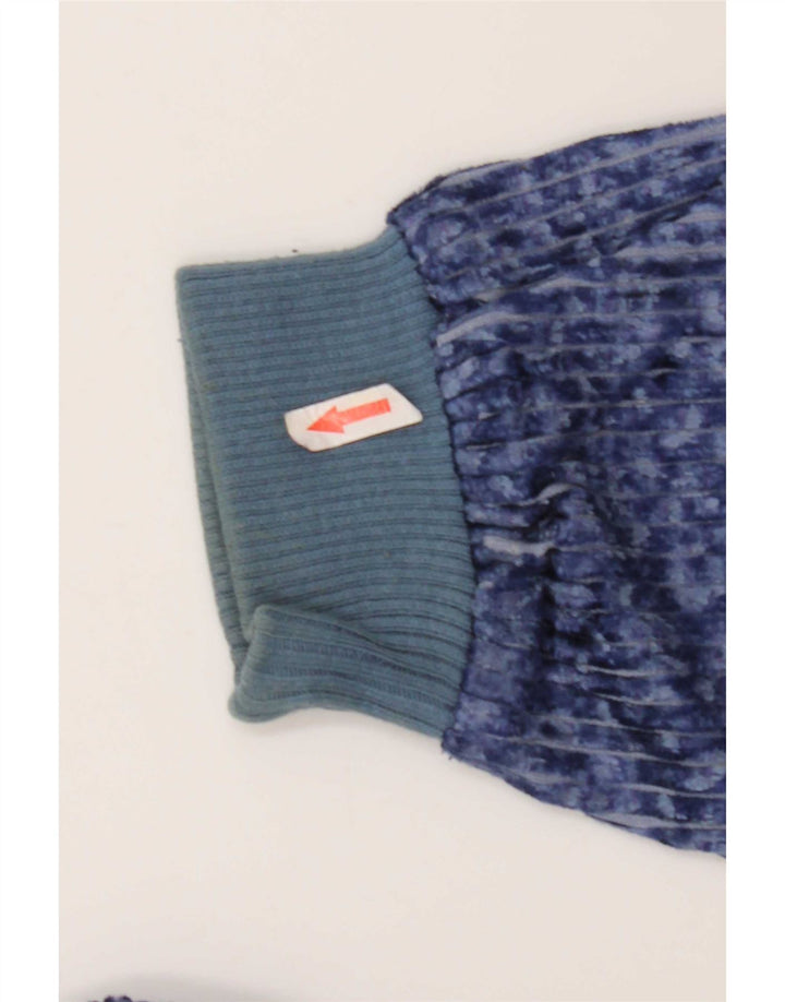Vintage hombres Velour sudadera Jumper medio azul Pinstripe poliéster