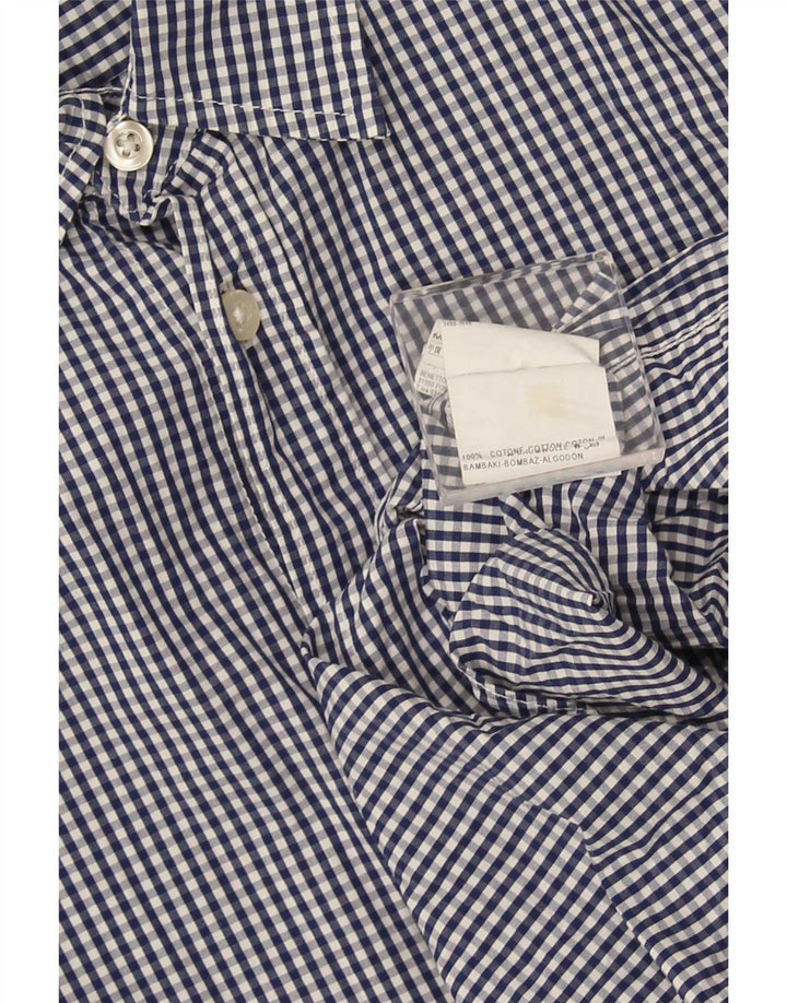 Camisa Benetton Hombre Algodón Vichy Azul Medio