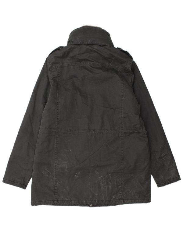 Chaqueta militar encerada con capucha para mujer Fat Face UK 44 Grande Negro