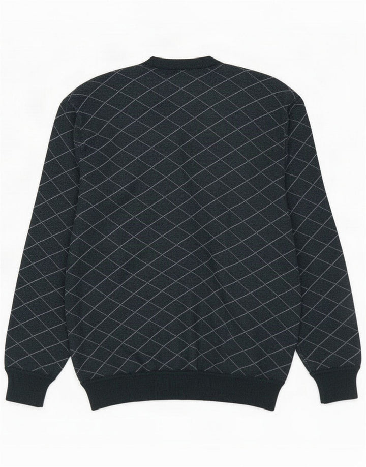 Jersey Giuliano con cuello en V para hombre IT 50 Lana a cuadros verde medio