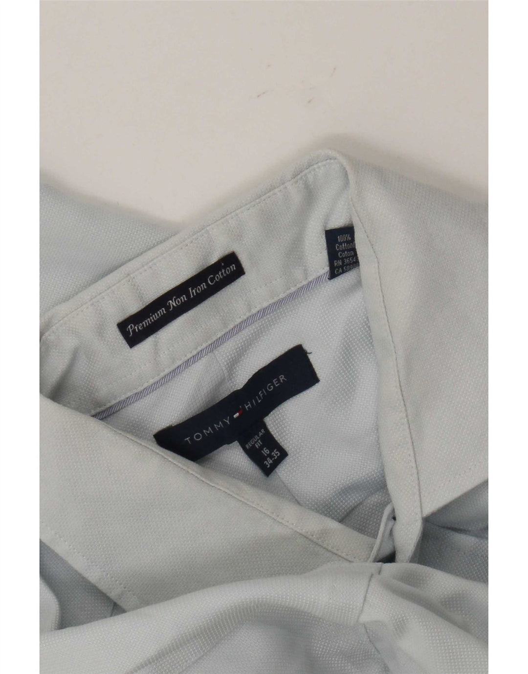 Tommy Hilfiger Camisa de corte regular para hombre Talla 16 Algodón azul grande