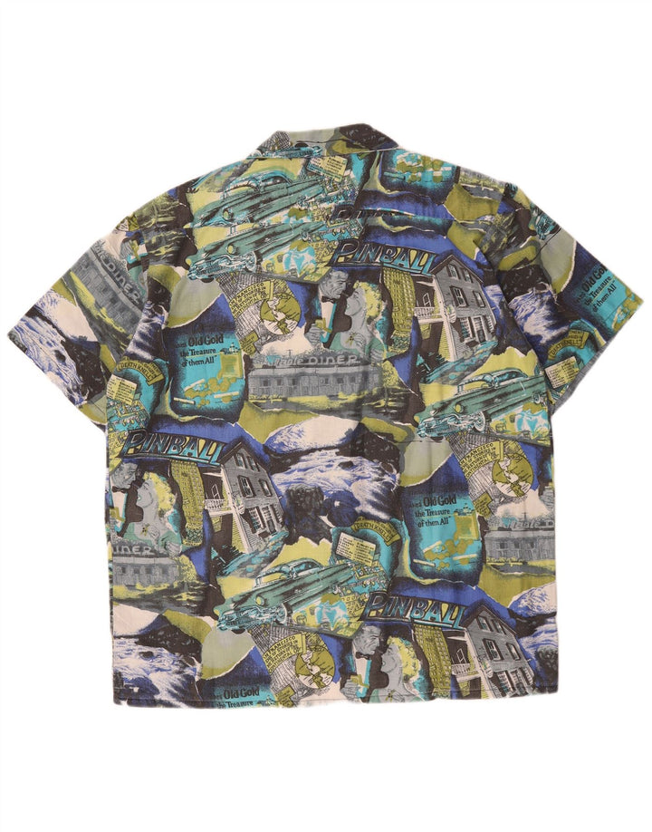 Vintage hombres patrón abstracto camisa tamaño 41/42 grande multicolor
