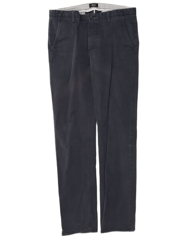 Hugo Boss Pantalón chino recto para hombre EU 50 Large W34 L33 Algodón azul marino
