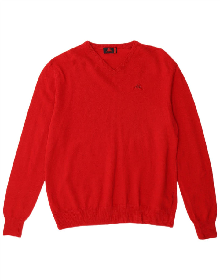 Kappa Hombre Jersey Con Cuello En V Jersey De Lana De Cordero Rojo Grande