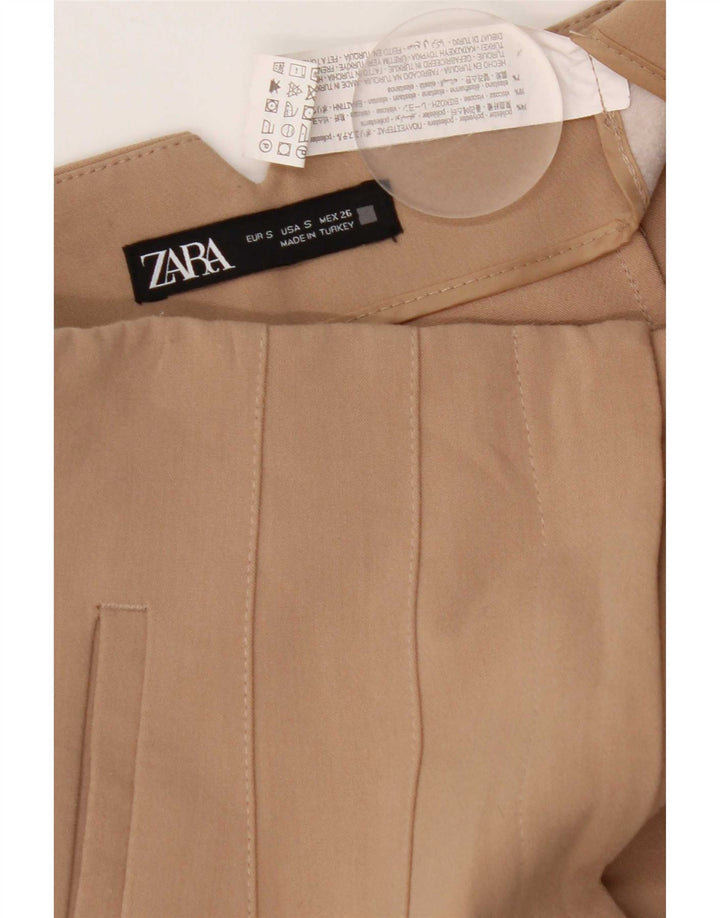 Zara Mujer Pantalón Chino Tapered Pequeño W26 L26 Poliéster Marrón