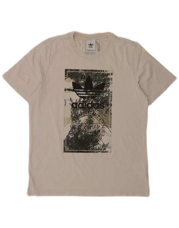 Adidas - Camiseta gráfica para hombre, talla mediana, algodón blanco