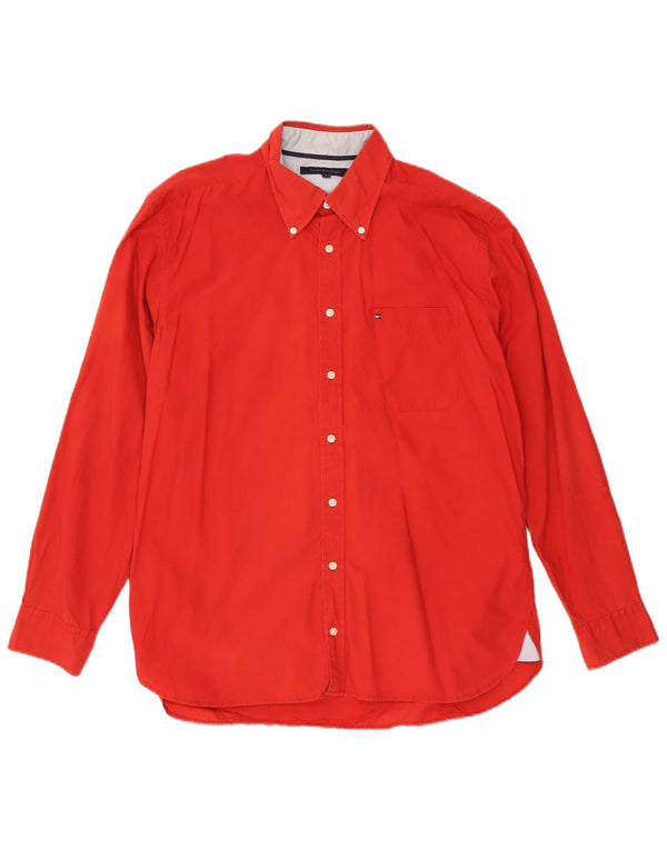 Tommy Hilfiger Camisa para hombre grande de algodón rojo