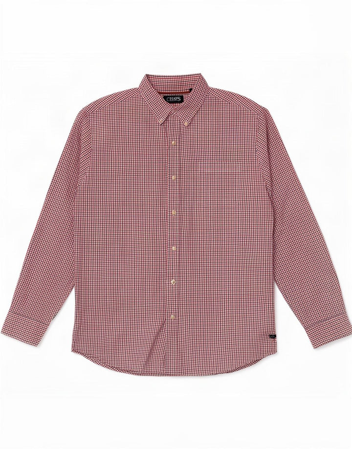 Chaps Camisa para hombre de algodón a cuadros rojos grandes