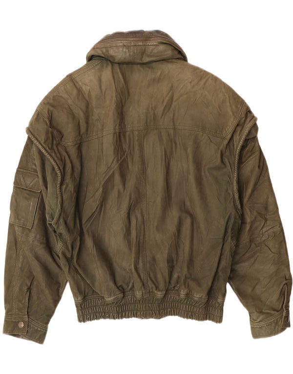 Chaqueta de cuero vintage para hombre IT 52 XL cuero caqui