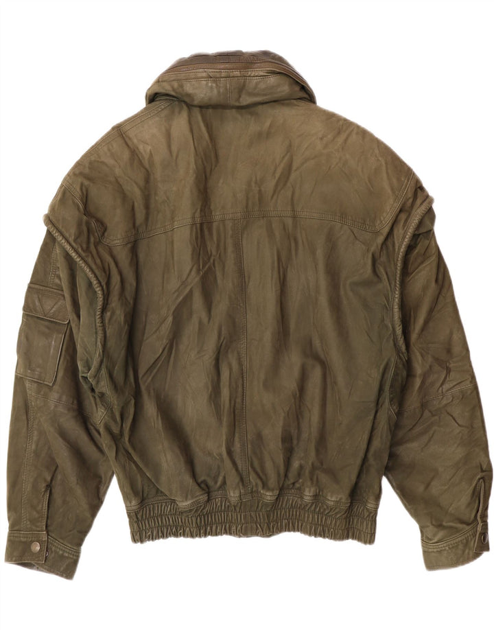 Chaqueta de cuero vintage para hombre IT 52 XL cuero caqui