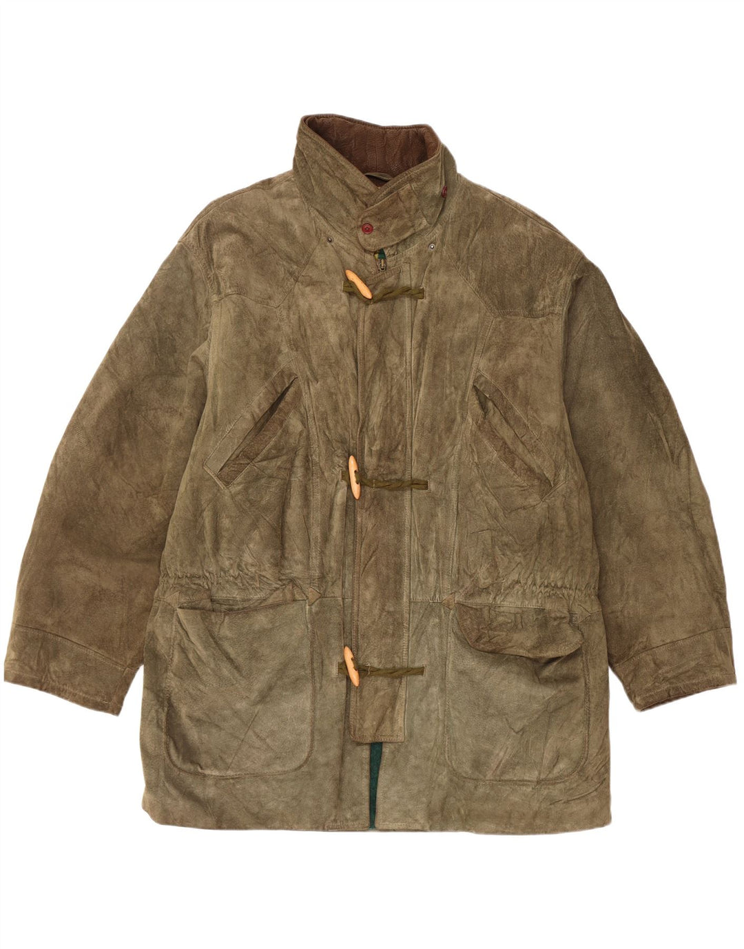 Vintage mujer ante Duffle abrigo Reino Unido 42 XL caqui