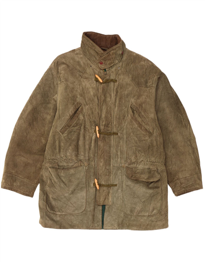 Vintage mujer ante Duffle abrigo Reino Unido 42 XL caqui