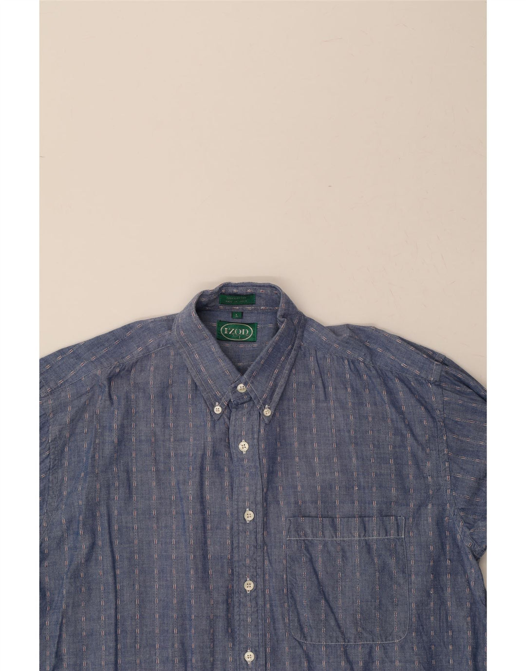 IZOD Mens Shirt Large Blue Striped Cotton Vintage Izod and Second-Hand Izod from Messina Hembry 