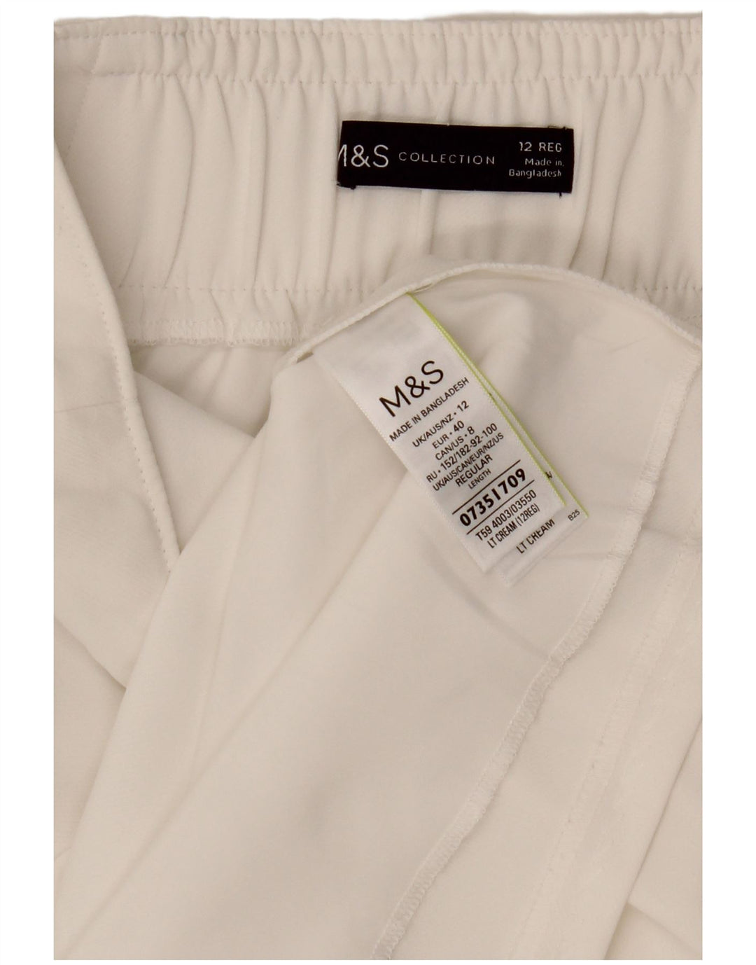 MARKS & SPENCER Falda recta para mujer UK 12 Medium W30 Poliéster blanco