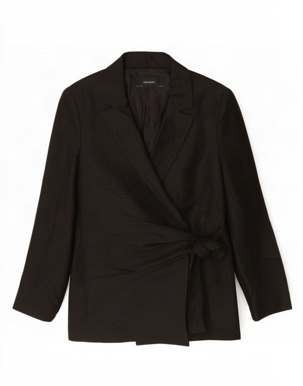 Zara Chaqueta tipo blazer cruzada para mujer UK 46 Large Viscosa negra