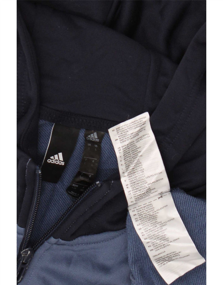 Adidas - Sudadera con capucha y cremallera para hombre, poliéster, color azul, grande