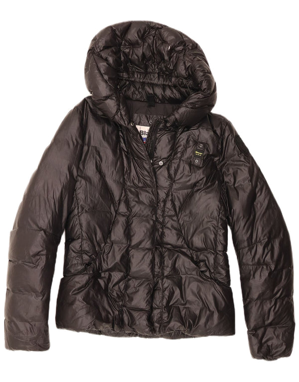 Blauer Womens Hooded Padded Jacket UK 12 Medium Black Polyester