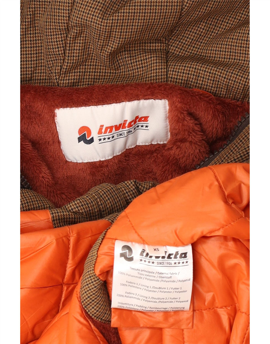 Parka con capucha para mujer Invicta UK 6 XS Marrón Houndstooth Poliamida