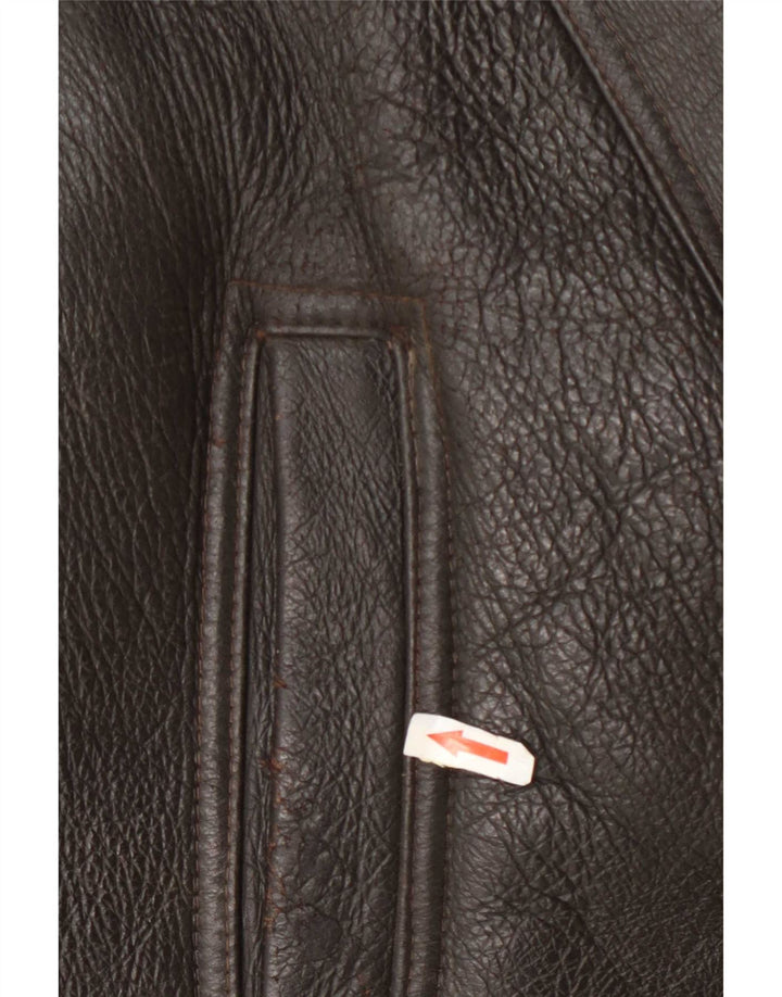 Vintage Hombres Shearling Chaqueta Tamaño 52 XL Marrón