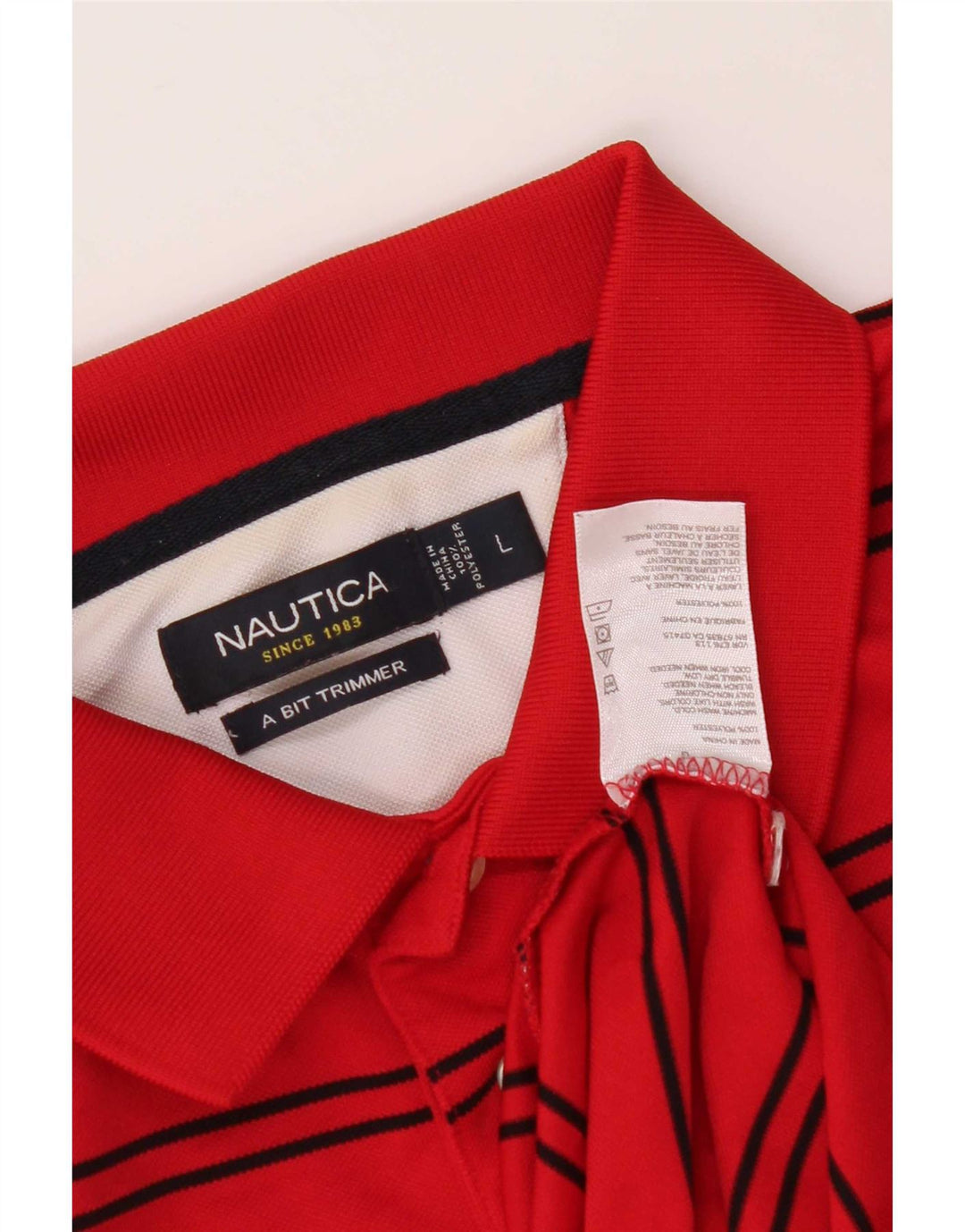 Nautica Polo para hombre de poliéster a rayas rojas grandes