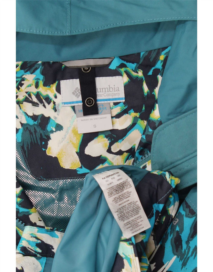 Columbia Chaqueta cortavientos con capucha para mujer UK 40 Poliéster floral azul pequeño