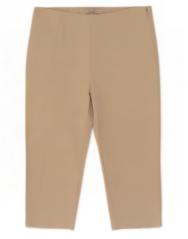 Marks & Spencer Pantalones Capri para Mujer Reino Unido 14 Grande W32 L21 Algodón Beige