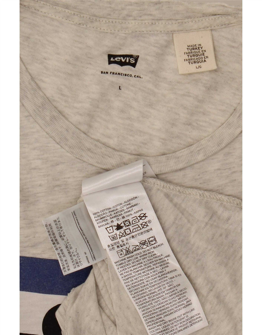 Levi's Camiseta gráfica para hombre Top grande de algodón gris