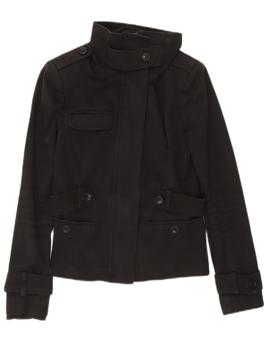 Patrizia Pepe Chaqueta Militar Mujer IT 42 Mediana Algodón Negro