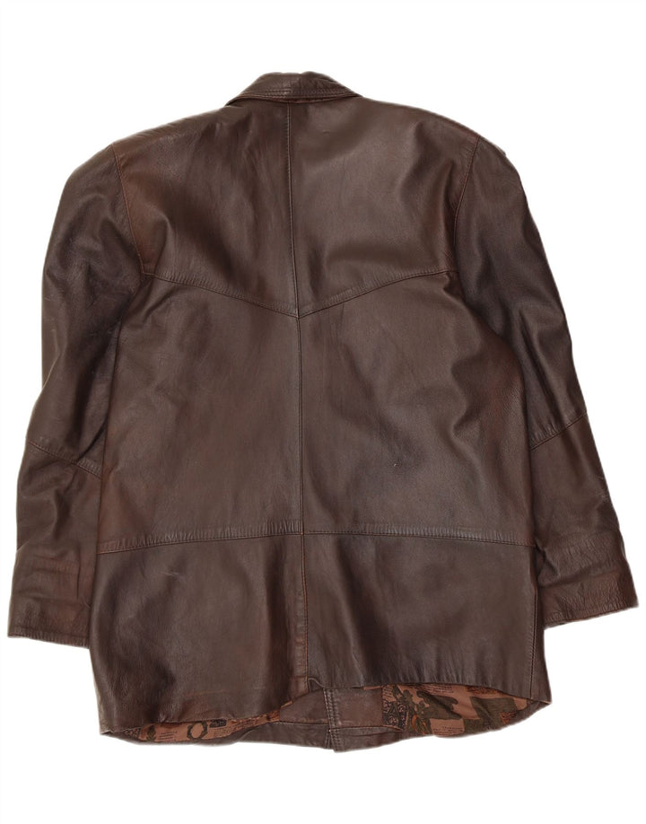 Chaqueta de cuero vintage para mujer IT 42 cuero marrón medio