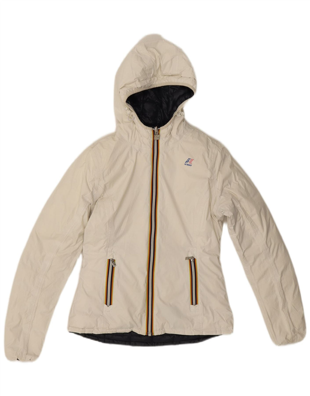 K-Way Chaqueta Acolchada Reversible con Capucha para Mujer UK 8 Small Poliamida Negra