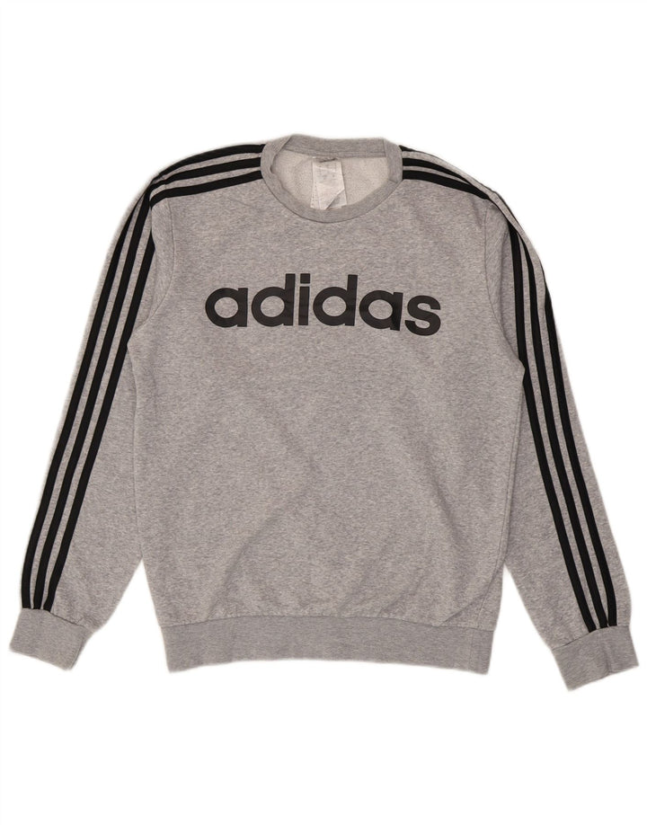 Adidas Hombre Graphic Sudadera Jumper Pequeño Gris Algodón