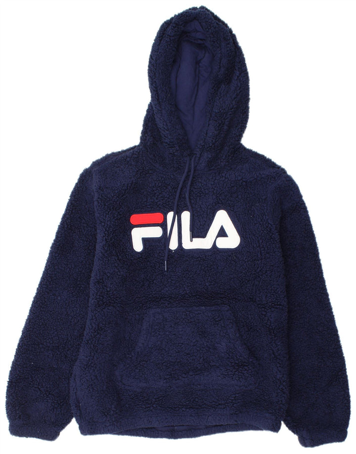 FILA Jersey con capucha de forro polar gráfico para mujer Reino Unido 14 Medio azul marino Poliéster