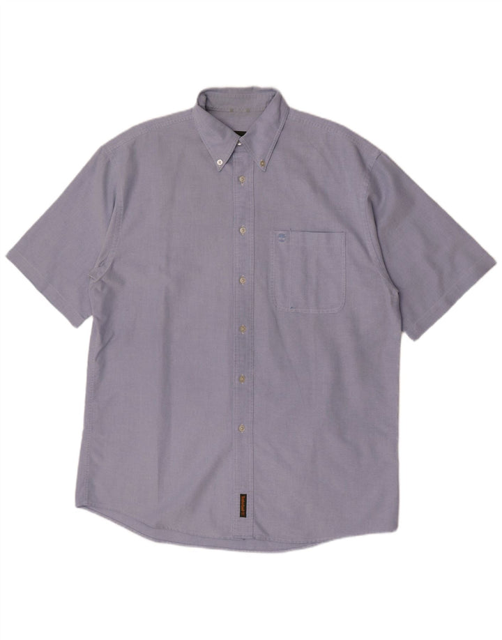 Camisa Timberland Hombre Manga Corta Azul Medio Algodón