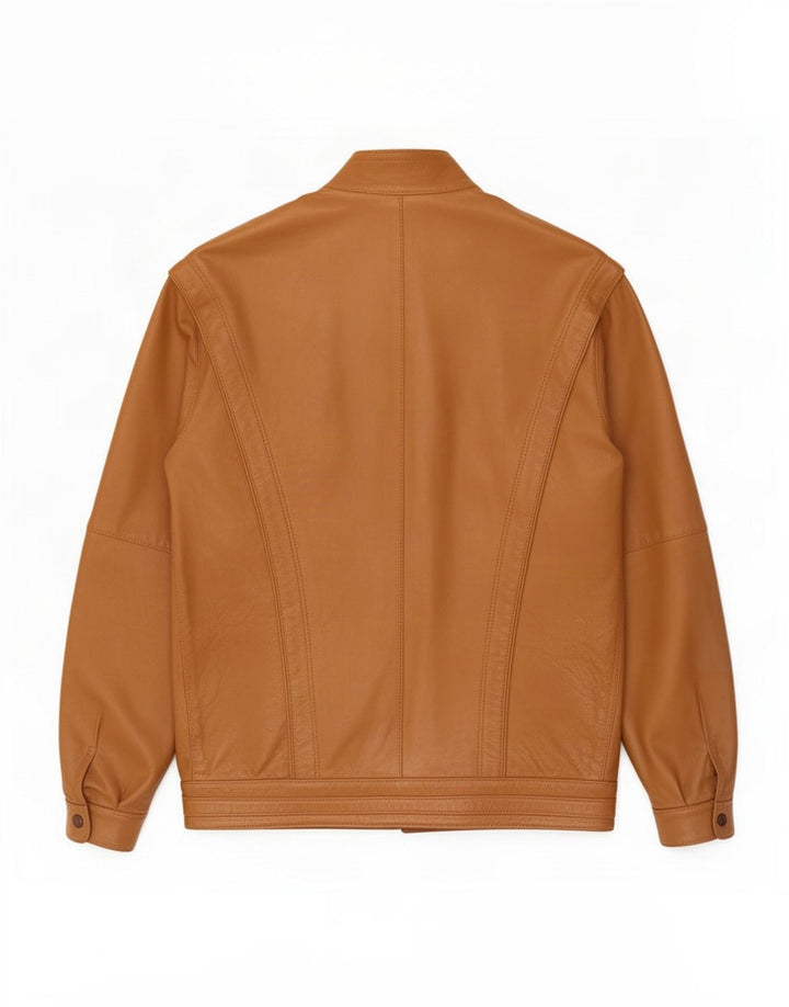 Vintage mujer chaqueta de cuero de gran tamaño Reino Unido 12 Beige medio