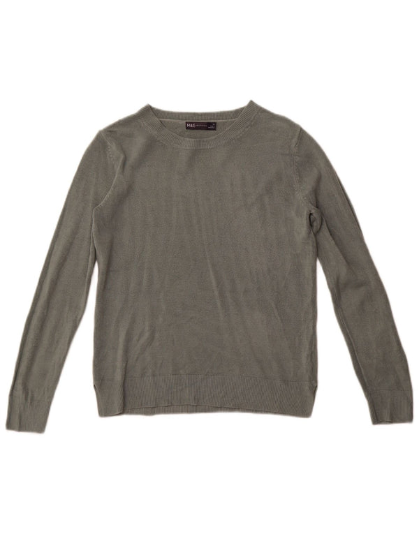 Marks & Spencer Suéter tipo jersey con cuello barco para mujer UK 10 Small Khaki