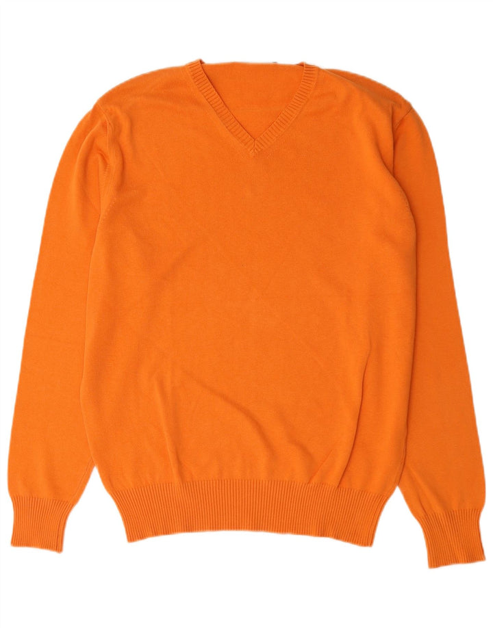 Zara Hombre Jersey Con Cuello En V Jersey Grande Naranja Algodón