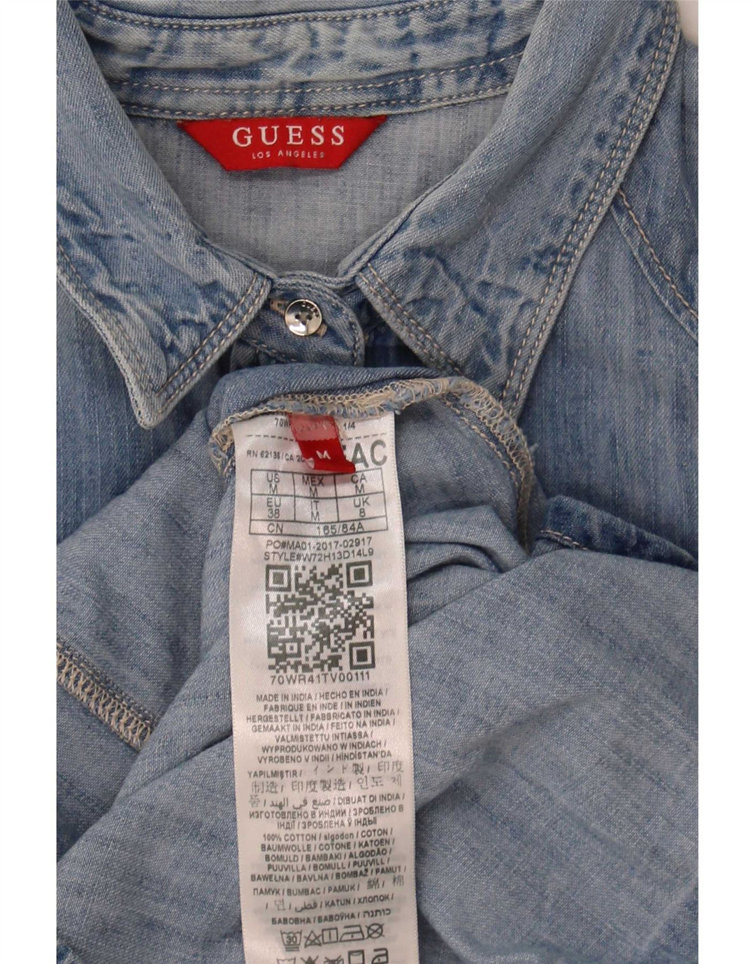 Guess Camisa Vaquera Mujer UK 8 Small Algodón Azul