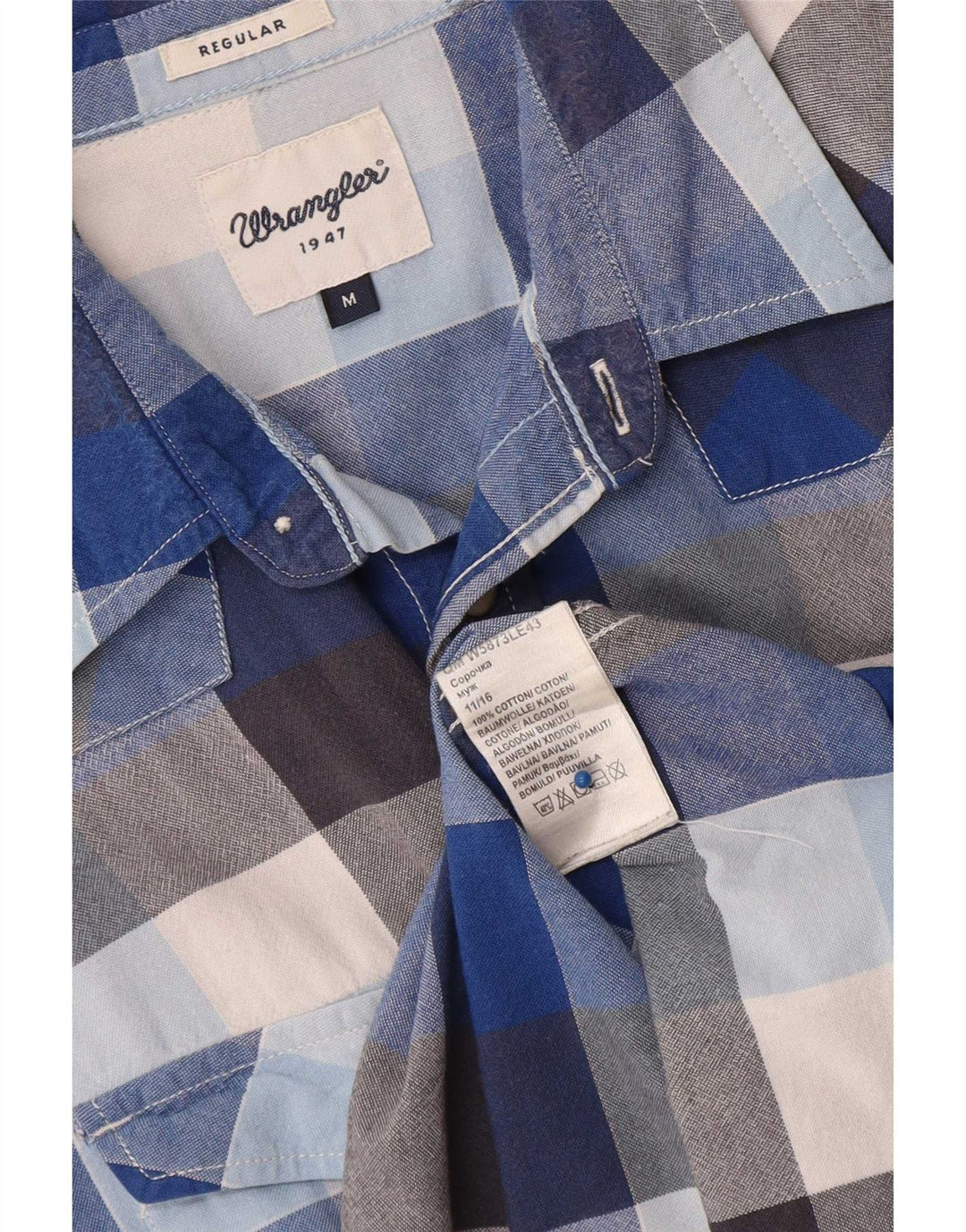 Wrangler Camisa Regular Fit De Manga Corta Para Hombre De Algodón A Cuadros Azul Medio