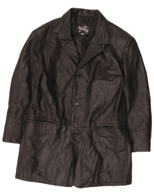 Vintage hombres 3 botones cuero Blazer chaqueta IT 52 XL cuero negro
