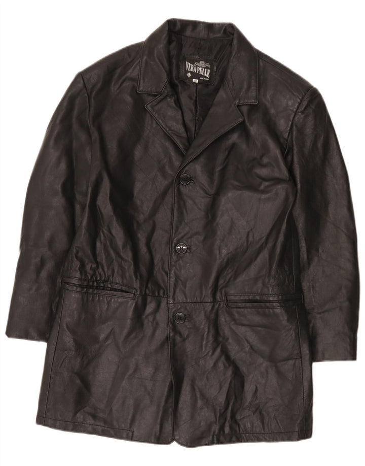 Vintage hombres 3 botones cuero Blazer chaqueta IT 52 XL cuero negro