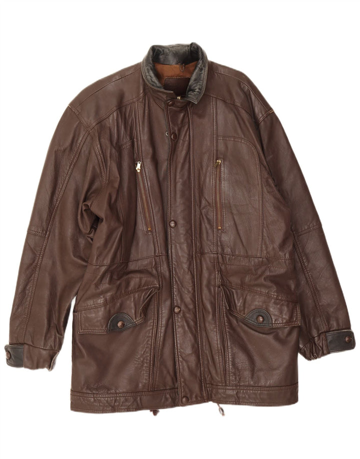 Vintage chaqueta de cuero para hombre Reino Unido 38 cuero marrón medio