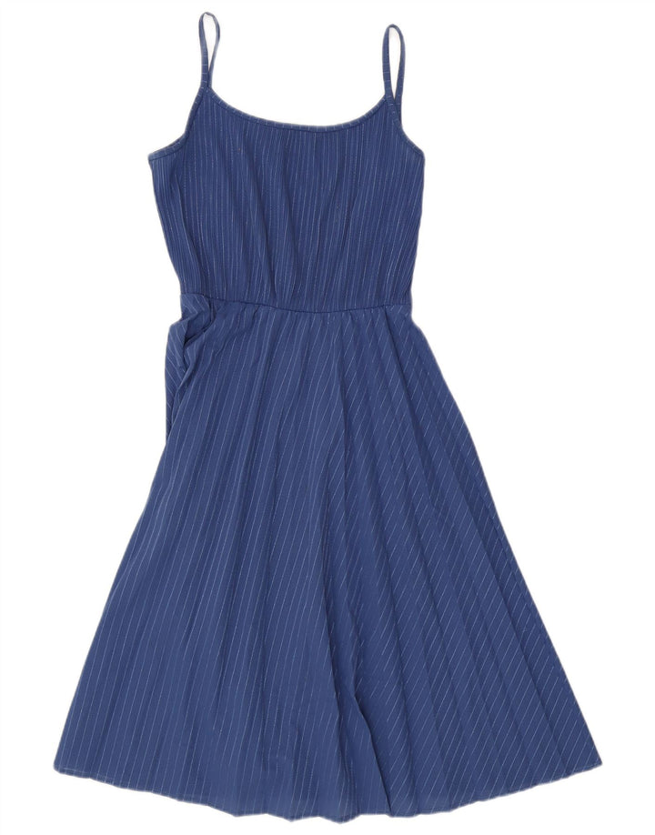 C&A Vestido de verano para mujer UK 10 Pequeño poliéster a rayas azules