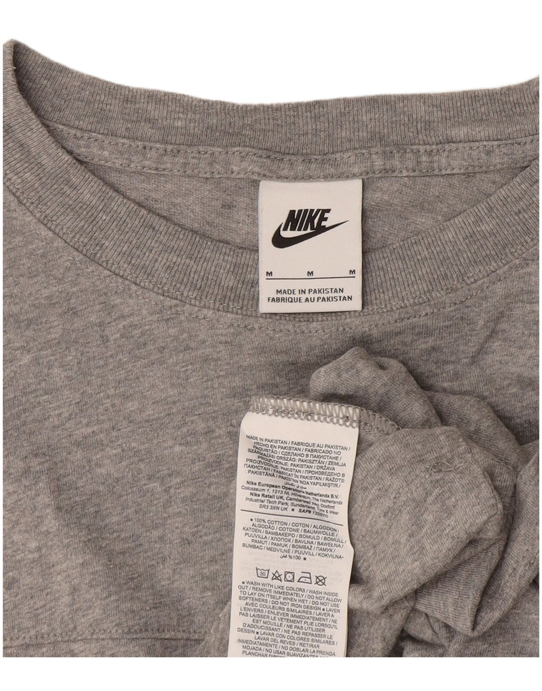 NIKE Camiseta corta con gráfico para mujer UK 40 Algodón con bloques de color gris medio
