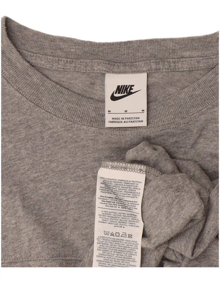NIKE Camiseta corta con gráfico para mujer UK 40 Algodón con bloques de color gris medio