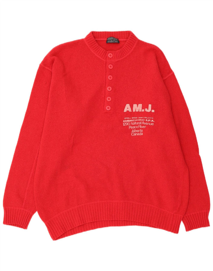 AMERICANINO Suéter con cuello redondo y gráfico para hombre, talla grande, rojo