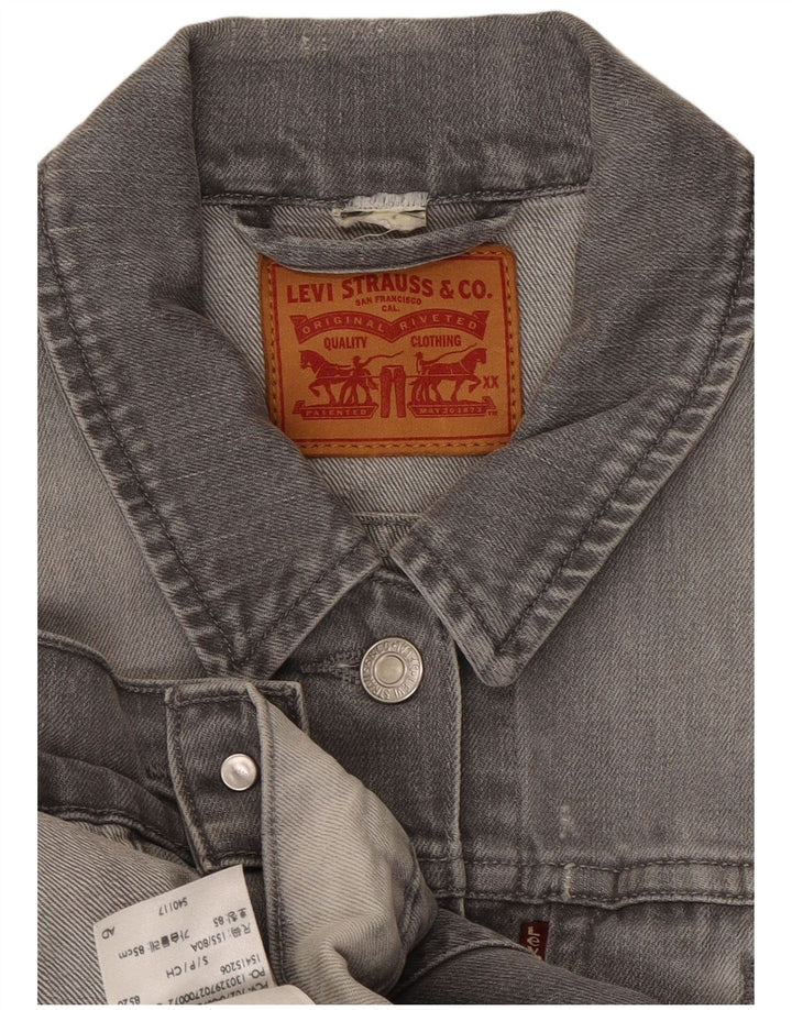 LEVI'S Chaqueta vaquera corta para mujer UK 10 Small Grey Cotton