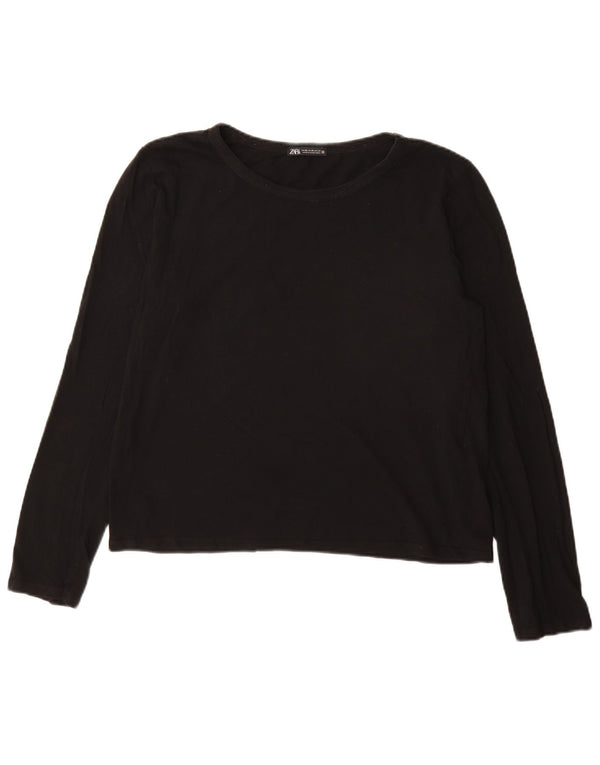 Zara Mujer Top Manga Larga ES 40 XL Algodón Negro