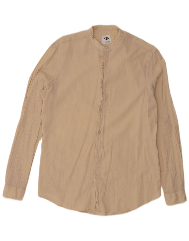 Camisa ZARA Hombre Algodón Beige Medio