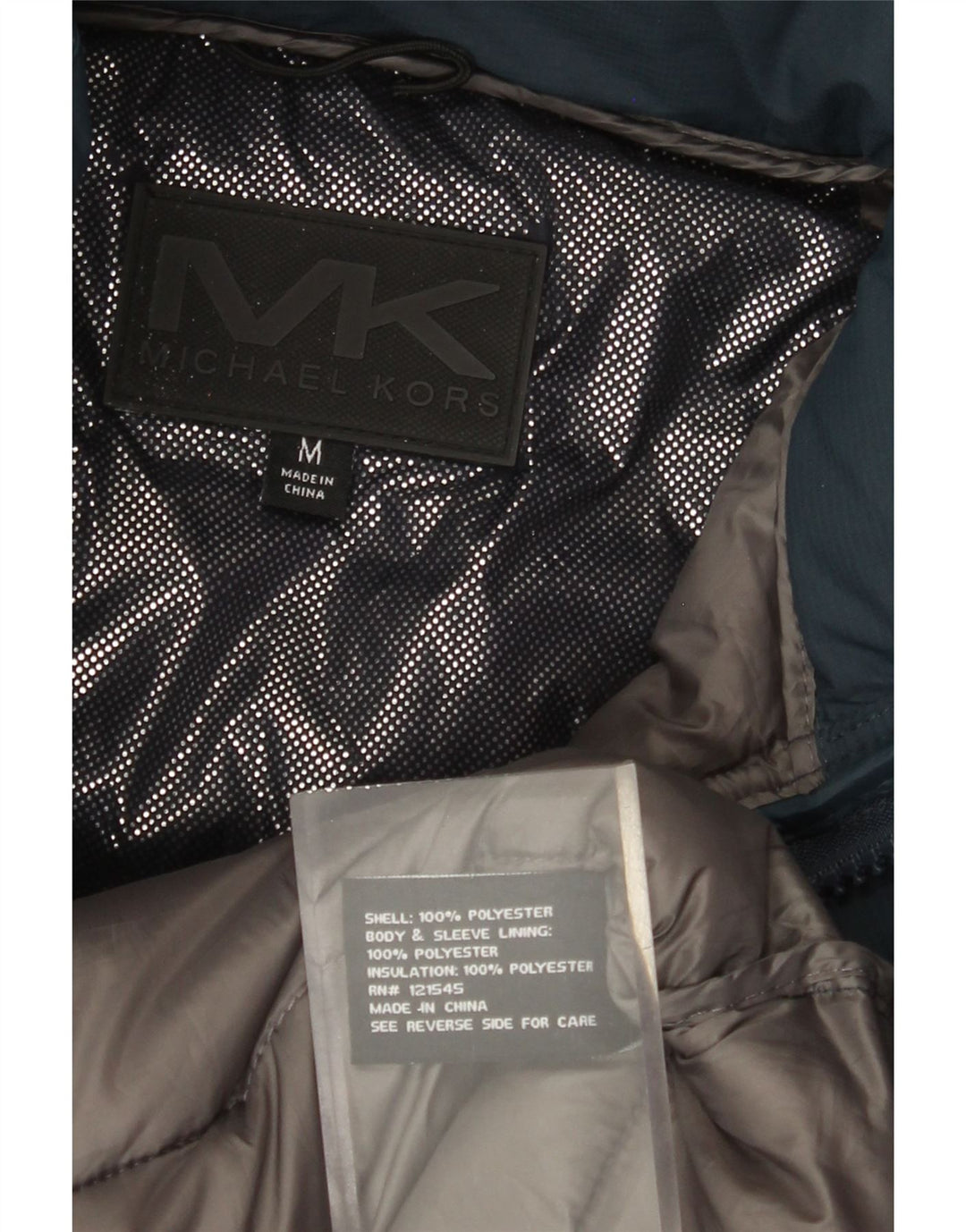 Michael Kors Chaqueta acolchada con capucha para hombre UK 38 Medium Azul marino Poliéster